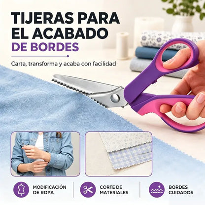 👗✂️ Tijeras de sastre con borde decorativo – Profesionales en corte zigzag y ondulado | Perfectas para telas, patchwork y proyectos DIY