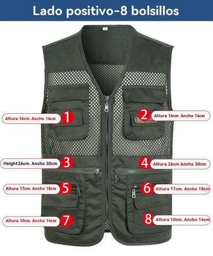 👕📢 Chaleco funcional de alta calidad con múltiples bolsillos para actividades casuales al aire libre 【XL-4XL】