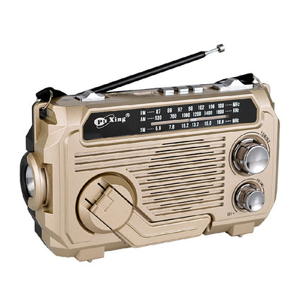 Radio de emergencia portátil con carga manual y luz LED