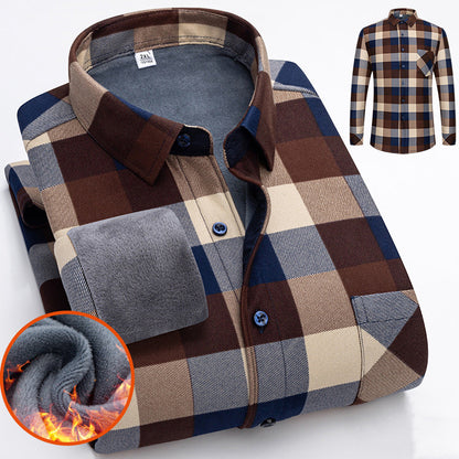 🔥【VENTA CALIENTE】🔥👔【L-5XL】 Camisa de negocios de manga larga cálida para otoño e invierno