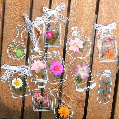🌸🌷 🍃【80 piezas】Materiales DIY para marcapáginas de flores secas y láminas de plastificado -Flor no incluida