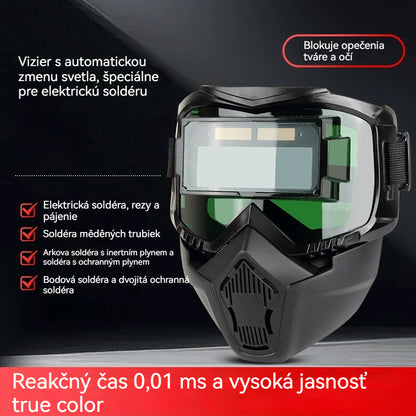 😎 Plne automatická svačicová prilba s ochrannou maskou a hlavnou svetelnou zmenou pre svačičov