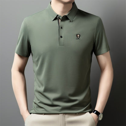 👔【M-4XL】Verano 2026 Nuevo polo casual con solapa de media manga de seda helada