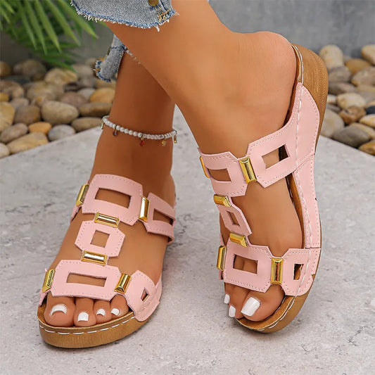 👡【Cómodas, camina sin cansarte】Sandalias retro de plataforma con tacón de cuña (ortopédicas)