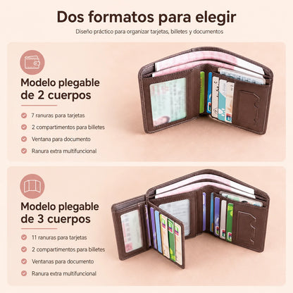 🐂✨ Nueva cartera de cuero genuino para hombre con sistema antirrobo
