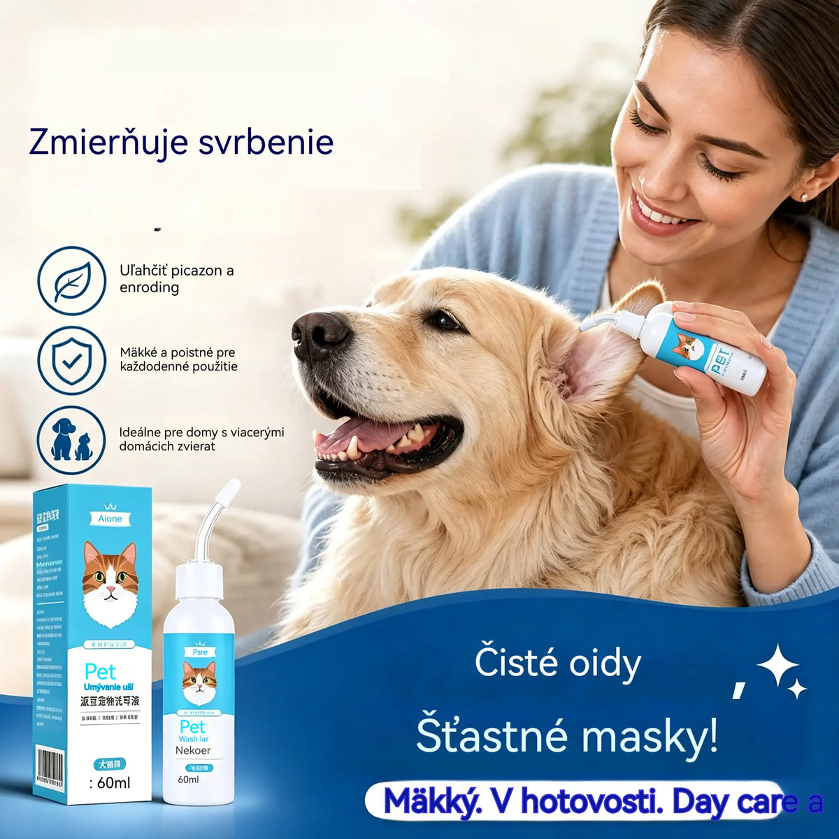 🐶Kúpte jeden, druhý dostanete zadarmo 🐱 Čistič uší na zmiernenie svrbenia v ušiach u psov a mačiek.