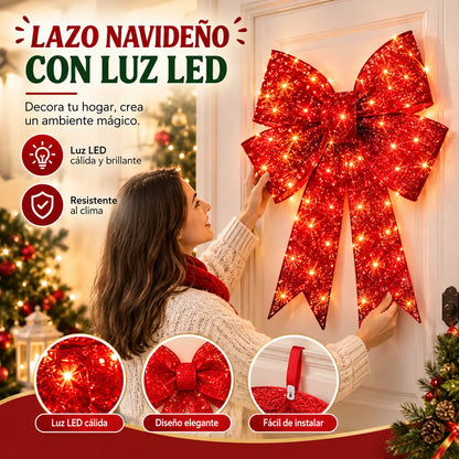 📢📢 ¡Oferta a mitad de precio! ✨【61cm*43cm*6cm】Lazo navideño extragrande para exteriores, impermeable, con luz incorporada