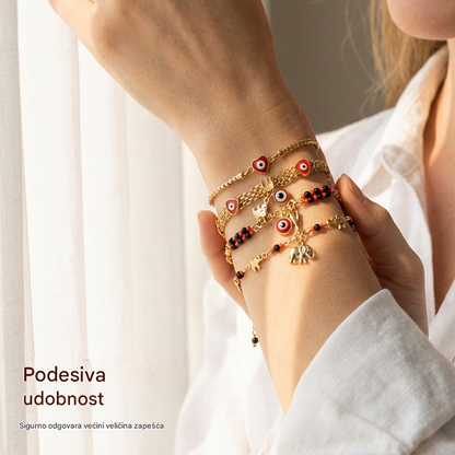 📿 Ponuda ograničenog trajanja: Kupite jedan, dobijte jedan gratis! 🌀 Narukvica u boemskom stilu, ukrašena privjeskom slona i privlačnim privjescima - privjesci su značajni, podesivi, pozlaćeni i dostupni u 7 stilova ✨