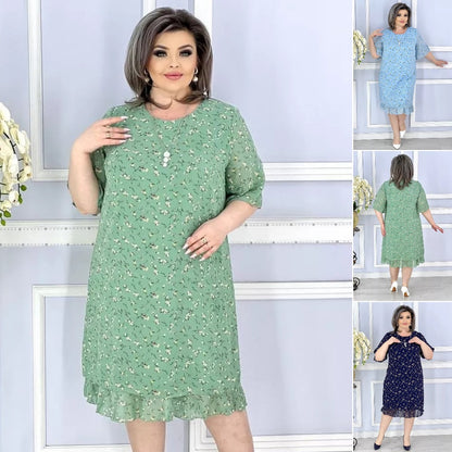 💟【S-5XL】👗2024 Nové elegantné kvetinové šifónové šaty 3686196