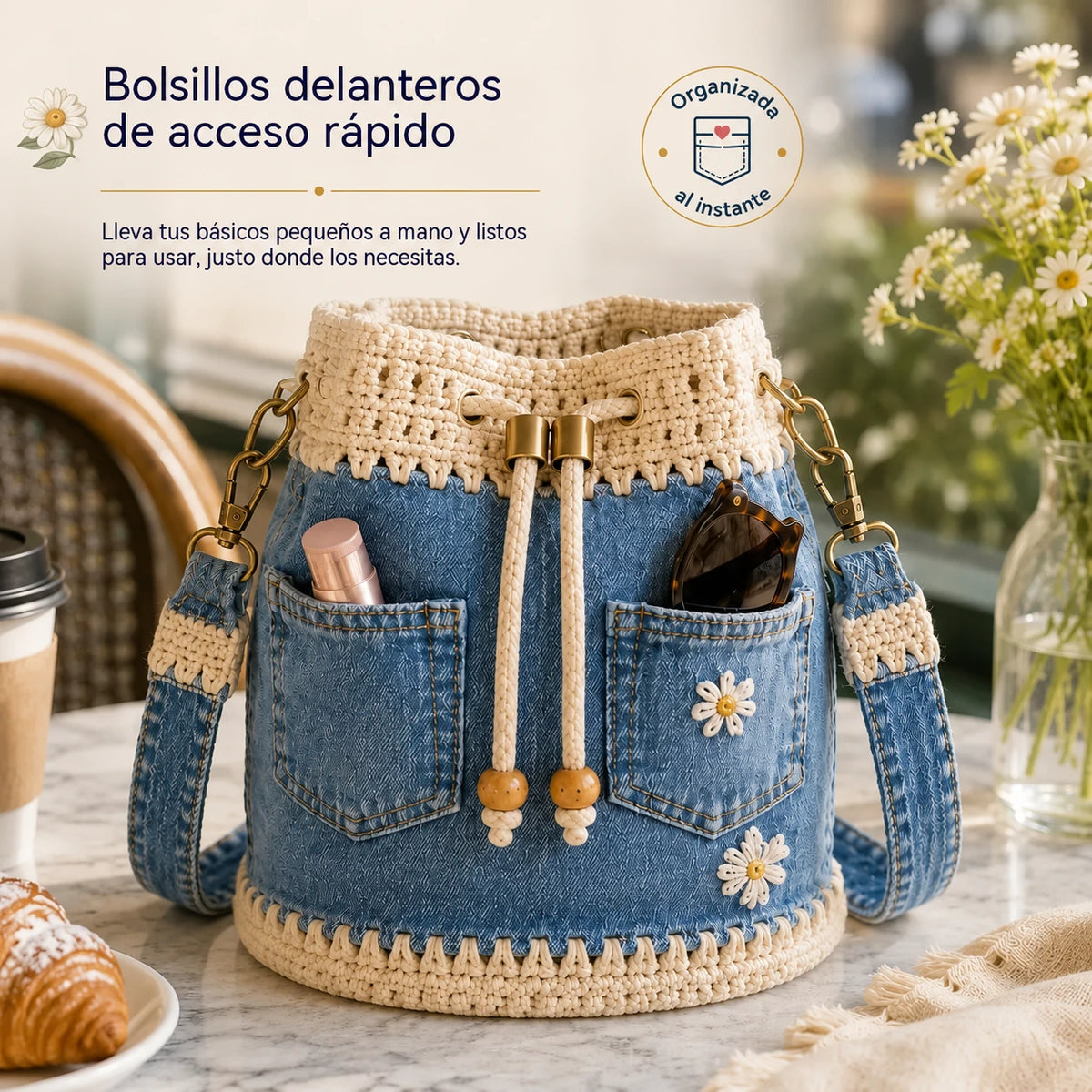 Bolso vaquero tejido de estilo bohemio que completa cualquier look ✨