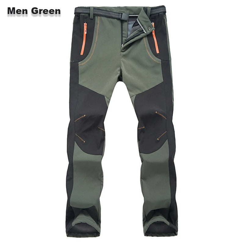 👖【S-5XL】Pantalones de senderismo engrosados impermeables y resistentes al viento para hombre, cálidos y transpirables