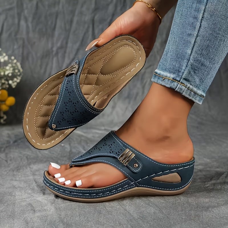 👡【Размери 36-45】Дамски модни сандали на танкетка - с първокласна поддръжка на свода и дишащи обувки за дейности на открито