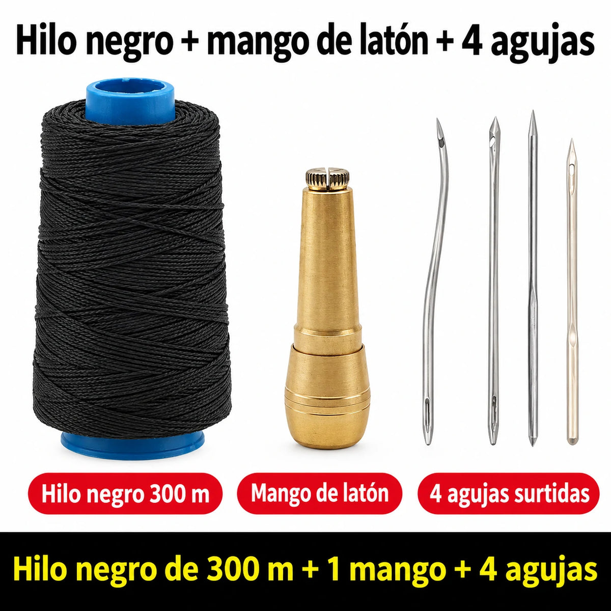 ✨¡50% DE DESCUENTO AHORA!✨ Juego de 5 piezas de lezna para coser cuero con hilo encerado: herramientas de costura manual para marroquinería.