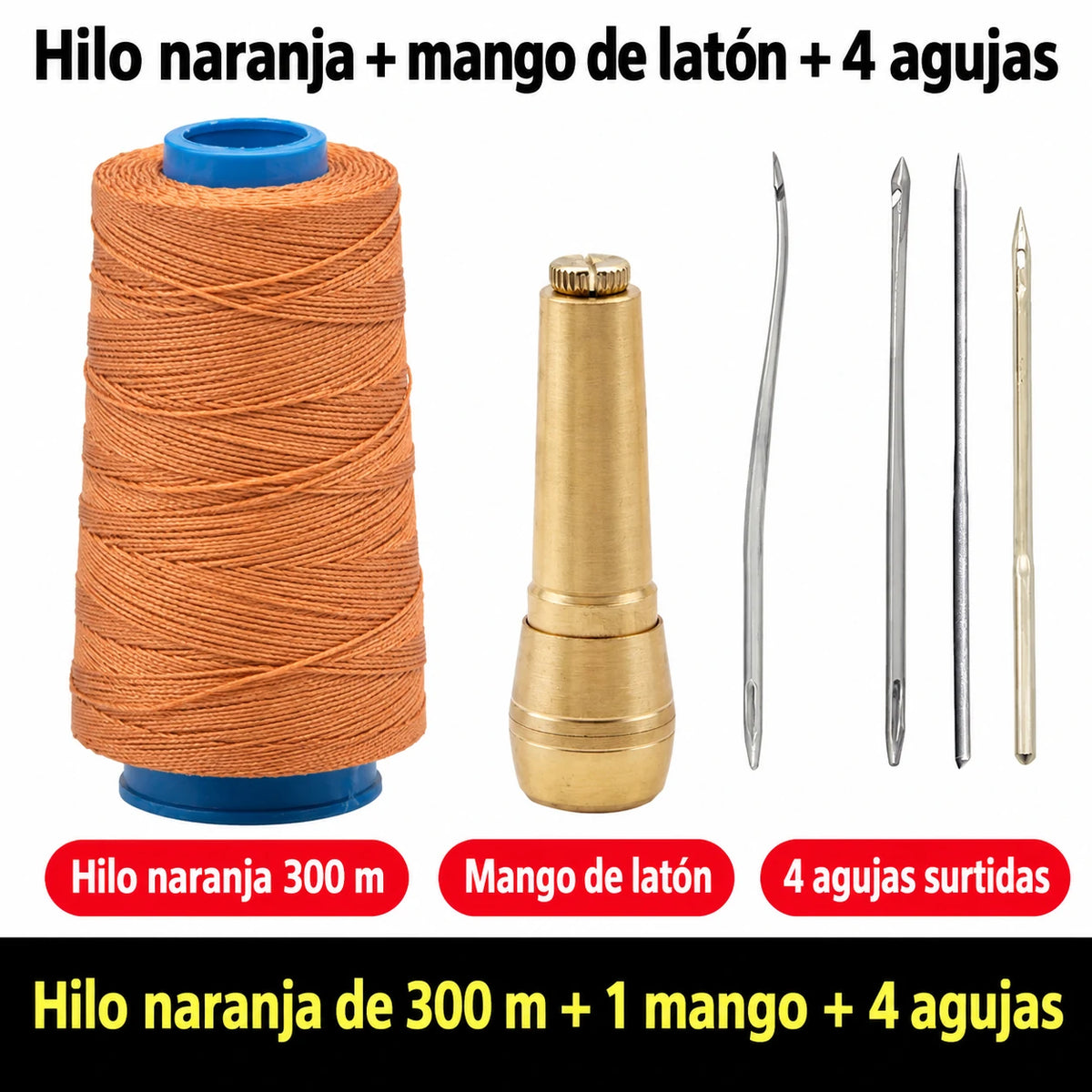 ✨¡50% DE DESCUENTO AHORA!✨ Juego de 5 piezas de lezna para coser cuero con hilo encerado: herramientas de costura manual para marroquinería.