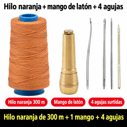 ✨¡50% DE DESCUENTO AHORA!✨ Juego de 5 piezas de lezna para coser cuero con hilo encerado: herramientas de costura manual para marroquinería.
