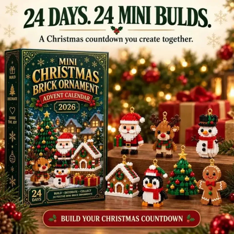 Mini calendario de Adviento de 24 días con adornos navideños para construir con ladrillos