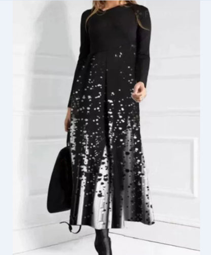 👗【S-3XL】Nové jesenné a zimné dámske patchworkové šaty s dlhým rukávom 3851088