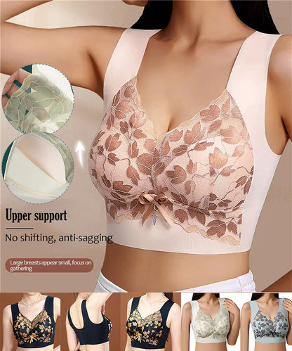 【Kupite 1, dobijte 2 gratis】M-4XL Plus size čipkasti grudnjak, bez čeličnih prstenova, luksuzna prekrasna leđa, seksi prozračni grudnjak bez šavova 【40~100 kg】