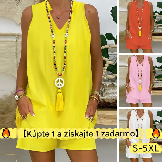 ✨【Kúp 1, získaj 1 zadarmo】✨【S-5XL】Nový ležérny bavlnený top bez rukávov + nohavice