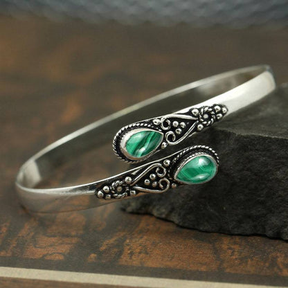 💜【Oferta por tiempo limitado】Pulsera vintage de ágata verde en plata S925
