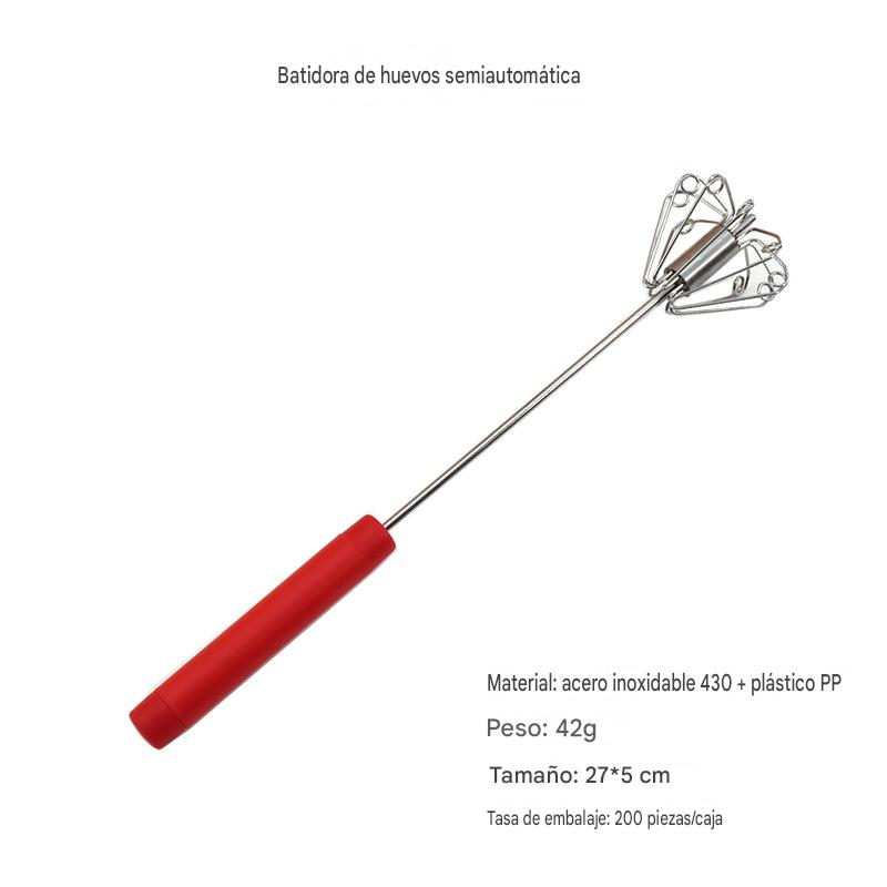 🥳Compra 1 y llévate 1 gratis🥳💞¡Más de 50.000 unidades vendidas!🥚💪 Batidor de huevos manual semiautomático: presiona y gira, sin electricidad. Bate huevos y nata en segundos. ¡Cuida tus muñecas! ✨🧁