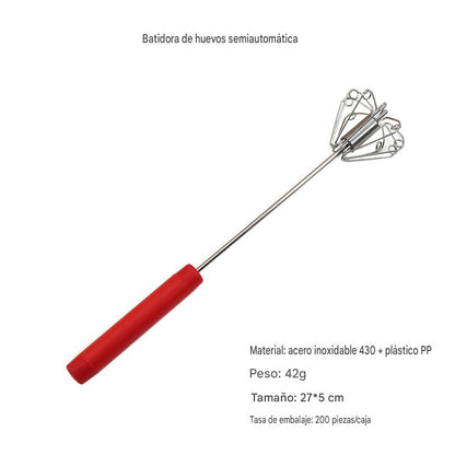 🥳Compra 1 y llévate 1 gratis🥳💞¡Más de 50.000 unidades vendidas!🥚💪 Batidor de huevos manual semiautomático: presiona y gira, sin electricidad. Bate huevos y nata en segundos. ¡Cuida tus muñecas! ✨🧁