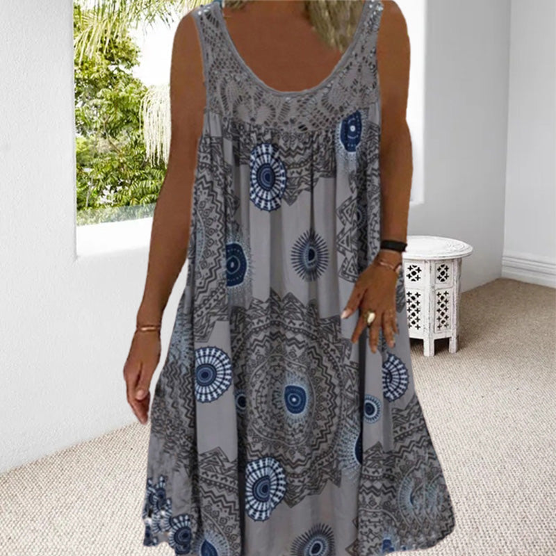 💖👗【S-5XL】 Čipkované plisované šaty bez rukávov-3694585