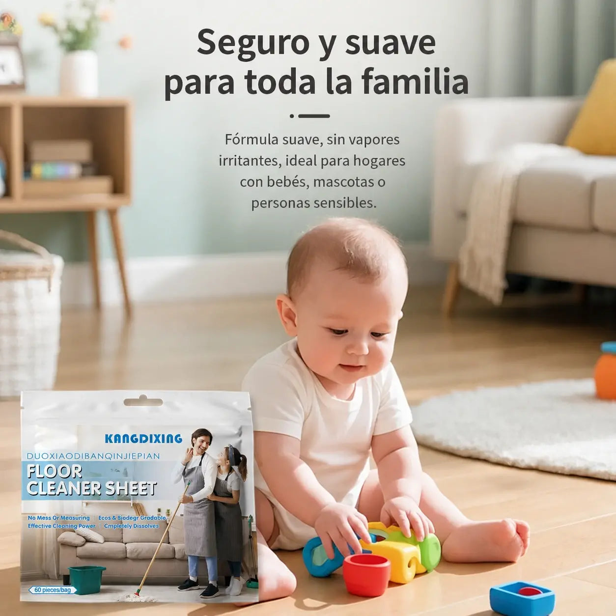 🧹✨【4 paquetes, 240 hojas】Láminas limpiadoras solubles para suelos de madera, laminados y azulejos