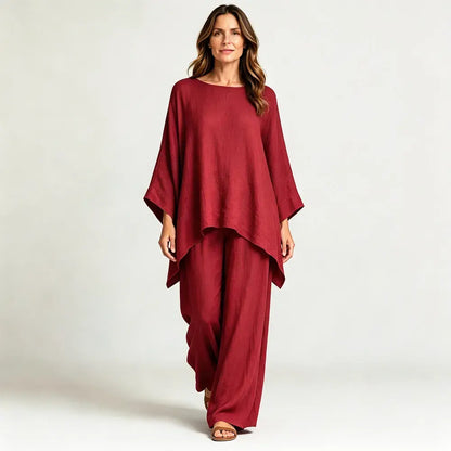 【S-3XL】🌸✨Oferta por tiempo limitado - Conjunto de mujer de camisa holgada básica y pantalón de lino