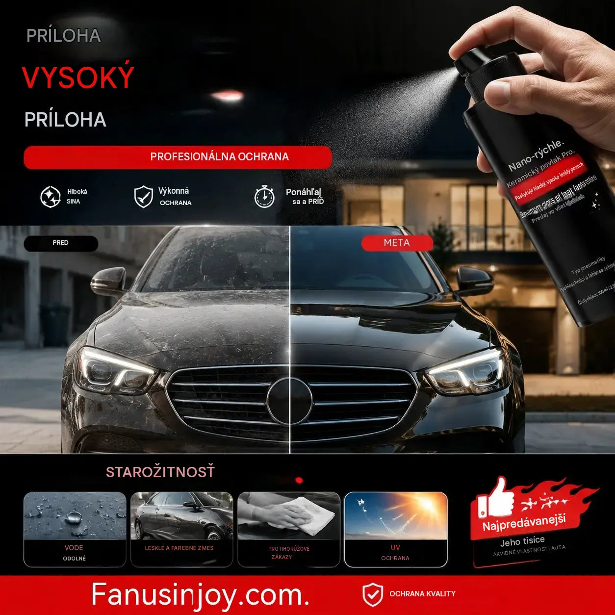 🚗 🏆 Rýchlo pôsobiaci sprej na starostlivosť o auto s vysokým leskom – Okamžitý lesk a ochrana – Hydrofóbny, bez šmúh – ideálny na lak, sklo alebo plast ✨🧼💦