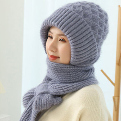 ✨ Nueva 2025 ✨ 🧣 Gorro-bufanda en uno, tejido delicado, forrado, abrigado, tendencia femenina 🧣
