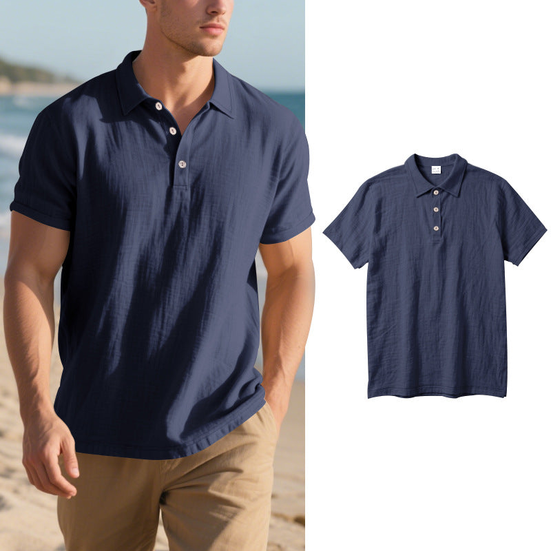 🔥【S-3XL】-30% OFF🌞Polo informal de lino de manga corta y corte holgado con cuello para hombre 2026