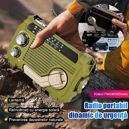 Radio de emergencia portátil con carga manual y luz LED