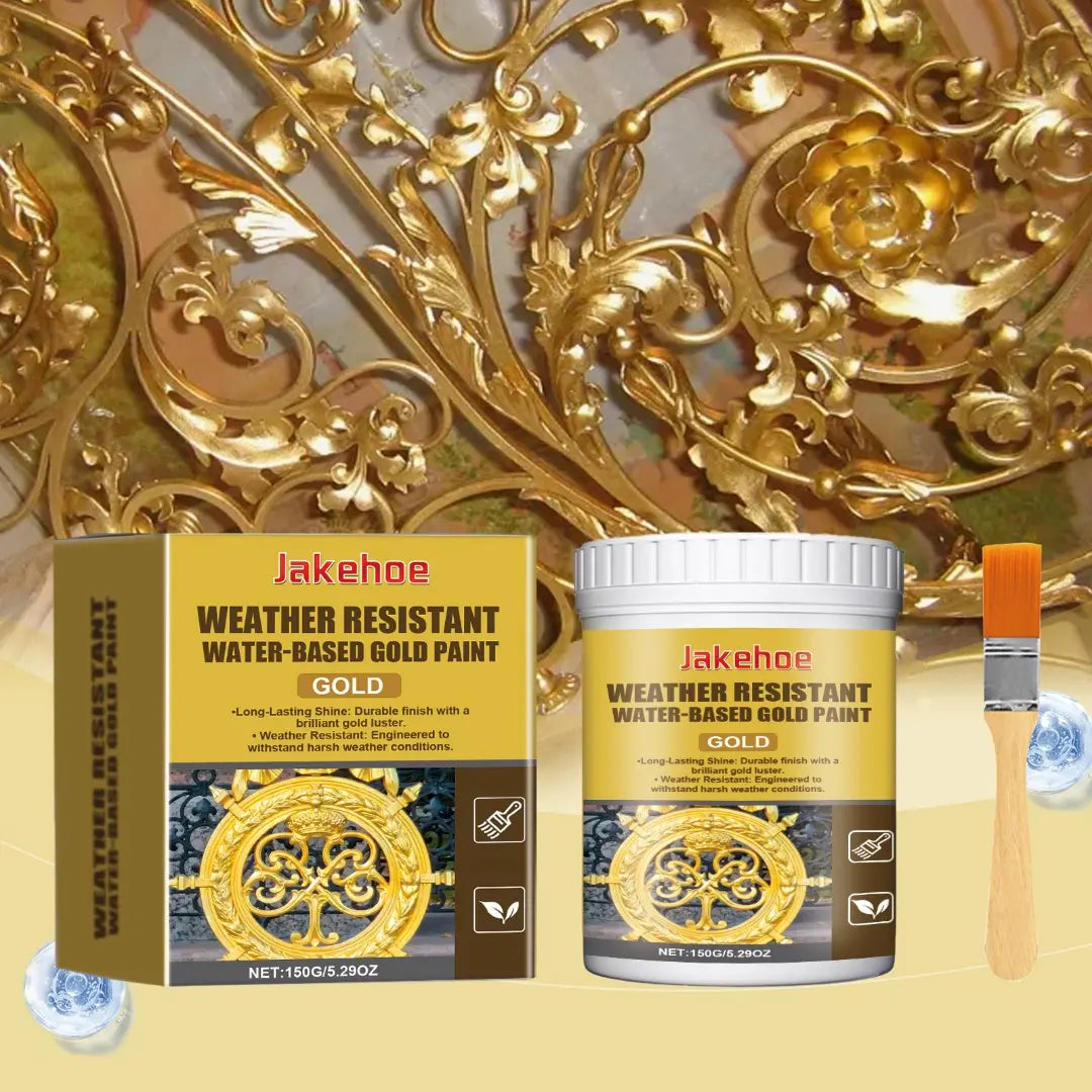 🥳OFERTA🥳💞Pintura dorada resistente a la intemperie: base agua y brillo intenso. Segura para metal, madera y piedra. ¡Resiste tanto la lluvia como el sol! 🖌️💛