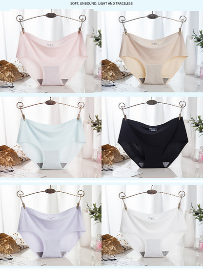 😍🛒【6 kusov】Dámska bezšvová spodná bielizeň z ľadového hodvábu,💕 látka je mäkká, pohodlná a priedušná, antibakteriálna
