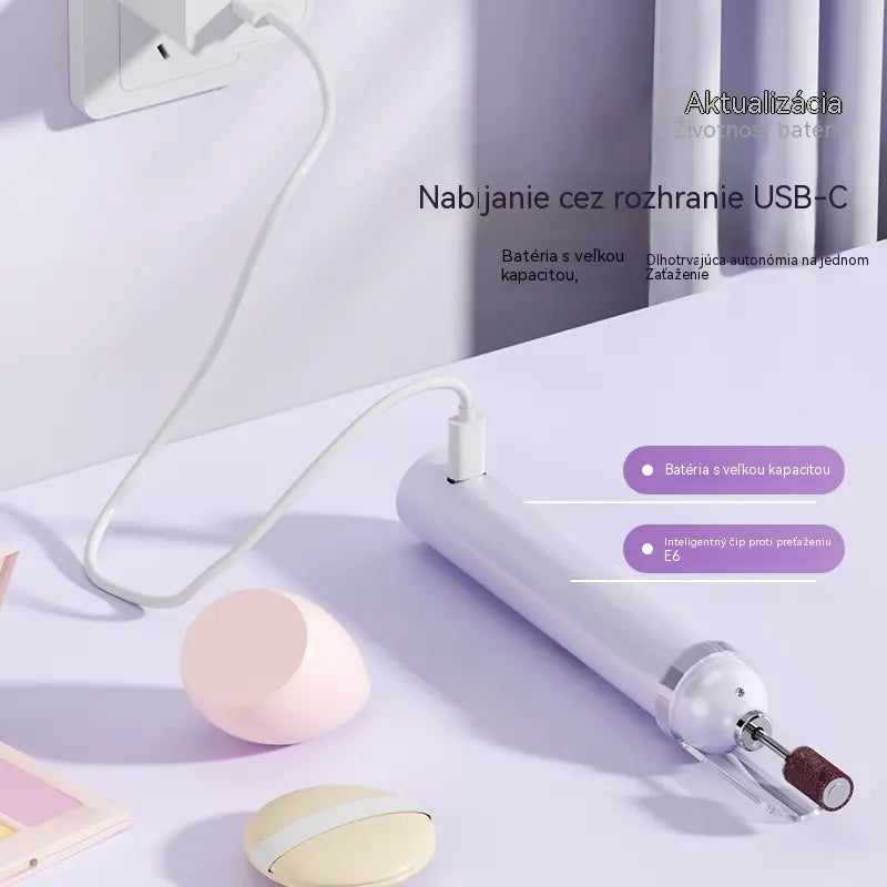💅Elektrický pilník na nechty 2 v 1 s LED lampou (sušiaca lampa + 5 leštiacich hlavíc)