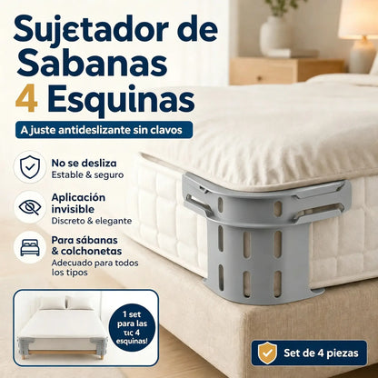 Juego de cuatro - 28 euros🛏️ Clips ocultos en las cuatro esquinas para sábanas: evitan que las sábanas se muevan o se deslicen, manteniéndolas planas y seguras.