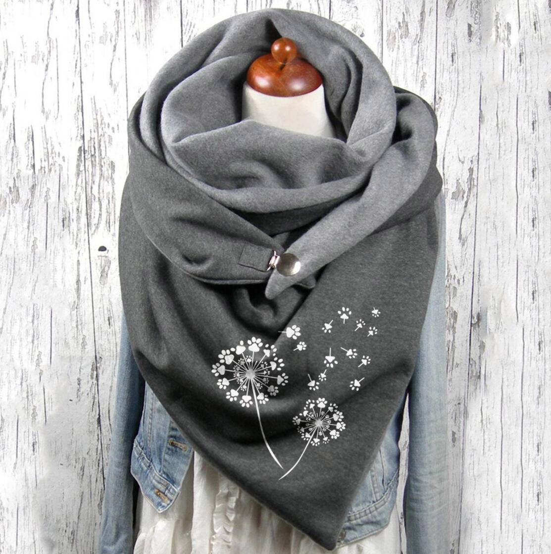 💝 【Zľava 42 %】Teplá bavlnená šatka s potlačou a gombíkmi na jeseň a zimu