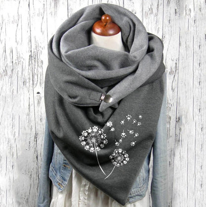 💝 【Zľava 42 %】Teplá bavlnená šatka s potlačou a gombíkmi na jeseň a zimu