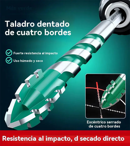 🔩 6+8+10+12mm✨Broca de 4 Filos Multimaterial – Perforación Rápida y Precisa en Acero, Vidrio y Cerámica 💪✨