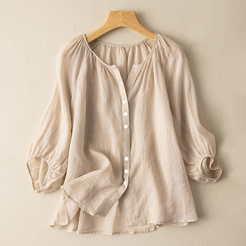 【S-5XL】Blusa de Mujer Suelta con Botones – Cintura Estilizada y Máximo Confort