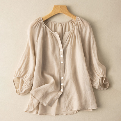 【S-5XL】Blusa de Mujer Suelta con Botones – Cintura Estilizada y Máximo Confort