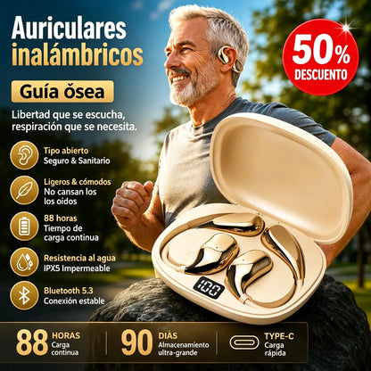 🔋Auriculares inalámbricos Bluetooth sin almohadilla integrada, con gancho para la oreja y conducción ósea🎙️🎧