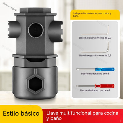 🔧Herramienta de desmontaje multifuncional diseñada específicamente para cartuchos de grifos de cocina y baño.