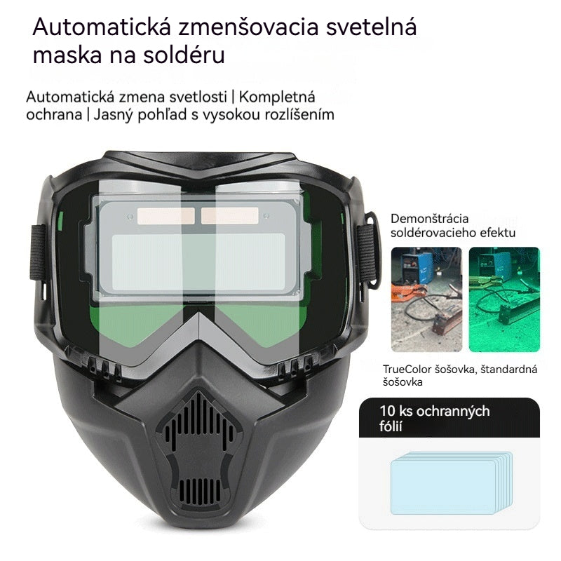 😎 W pełni automatyczna maska spawalnicza z ochronną osłoną i regulacją natężenia światła dla spawaczy