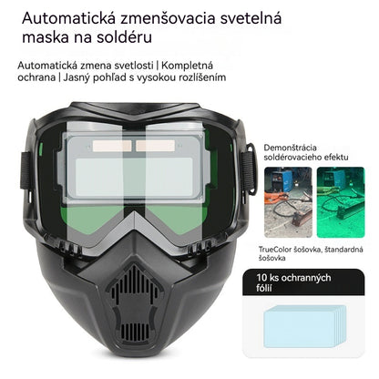 😎 W pełni automatyczna maska spawalnicza z ochronną osłoną i regulacją natężenia światła dla spawaczy