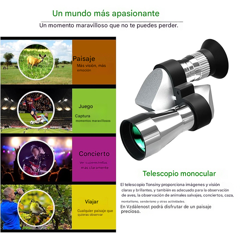 【🔭】Mini telescopio monocular para teléfono – Telescopio monocular portátil para viajes y observación