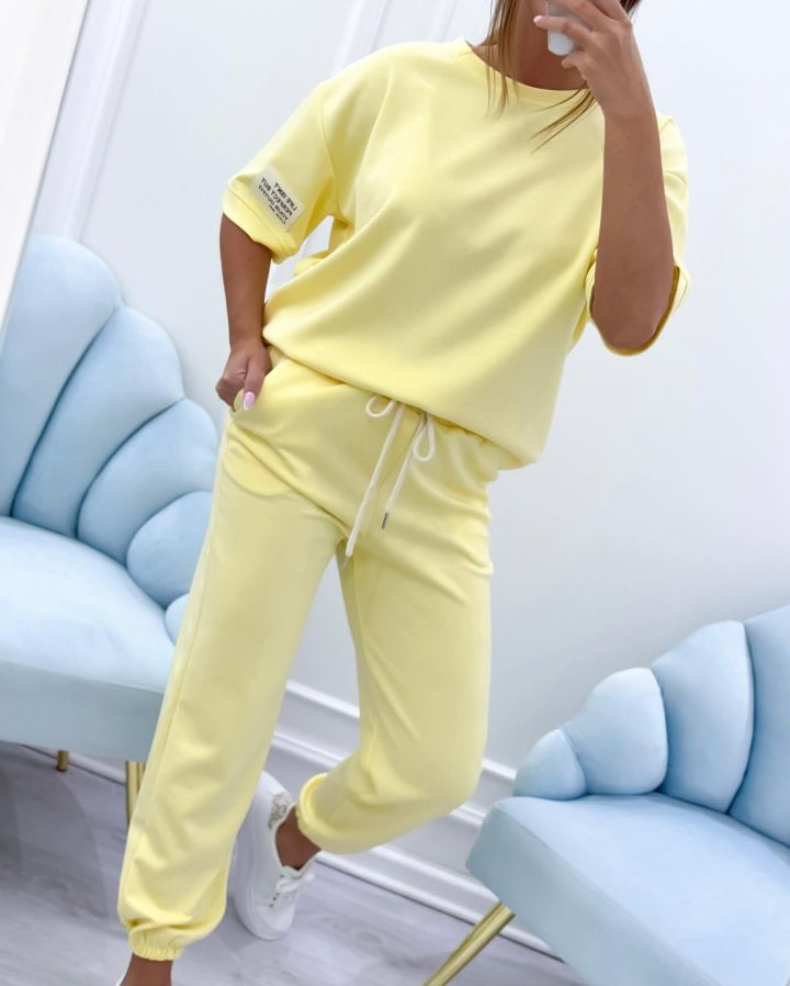 ⏳ ¡Oferta por tiempo limitado! ⏰ Conjunto casual para mujer de top liso y pantalón