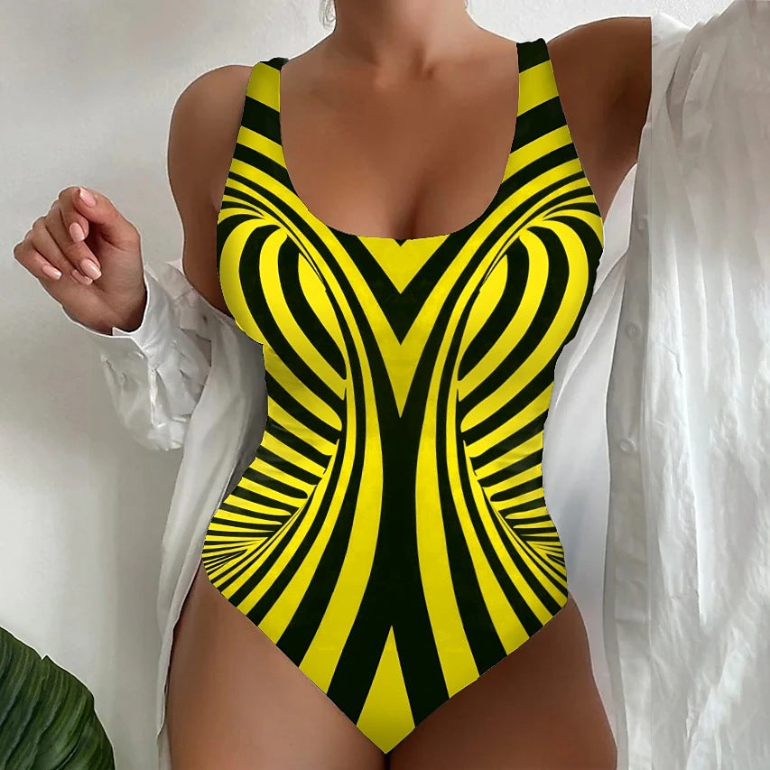 🥰【Último día - 50% de descuento】🔥【S~8XL】Bañador de una pieza a rayas exclusivo
