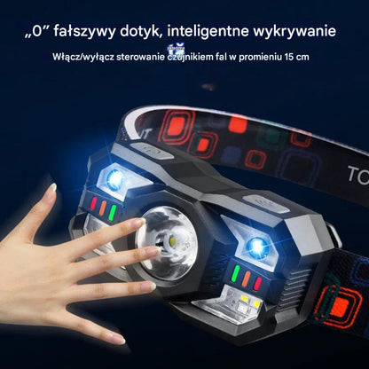 💡🌟【Gorąca sprzedaż】🔥🔥Inteligentna lampa indukcyjna o długim czasie pracy baterii, montowana na głowie, nocna latarka wędkarska